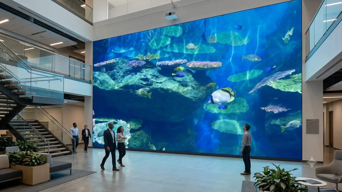 Download a 4k aquarium video to loop on huge projectors by the leading aquarium film production company Uscenes.