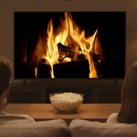 Ambient Fireplace: 4K Download for Home & Business Displays