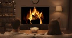 4K Fireplace Screensaver Video playing on a Smart TV